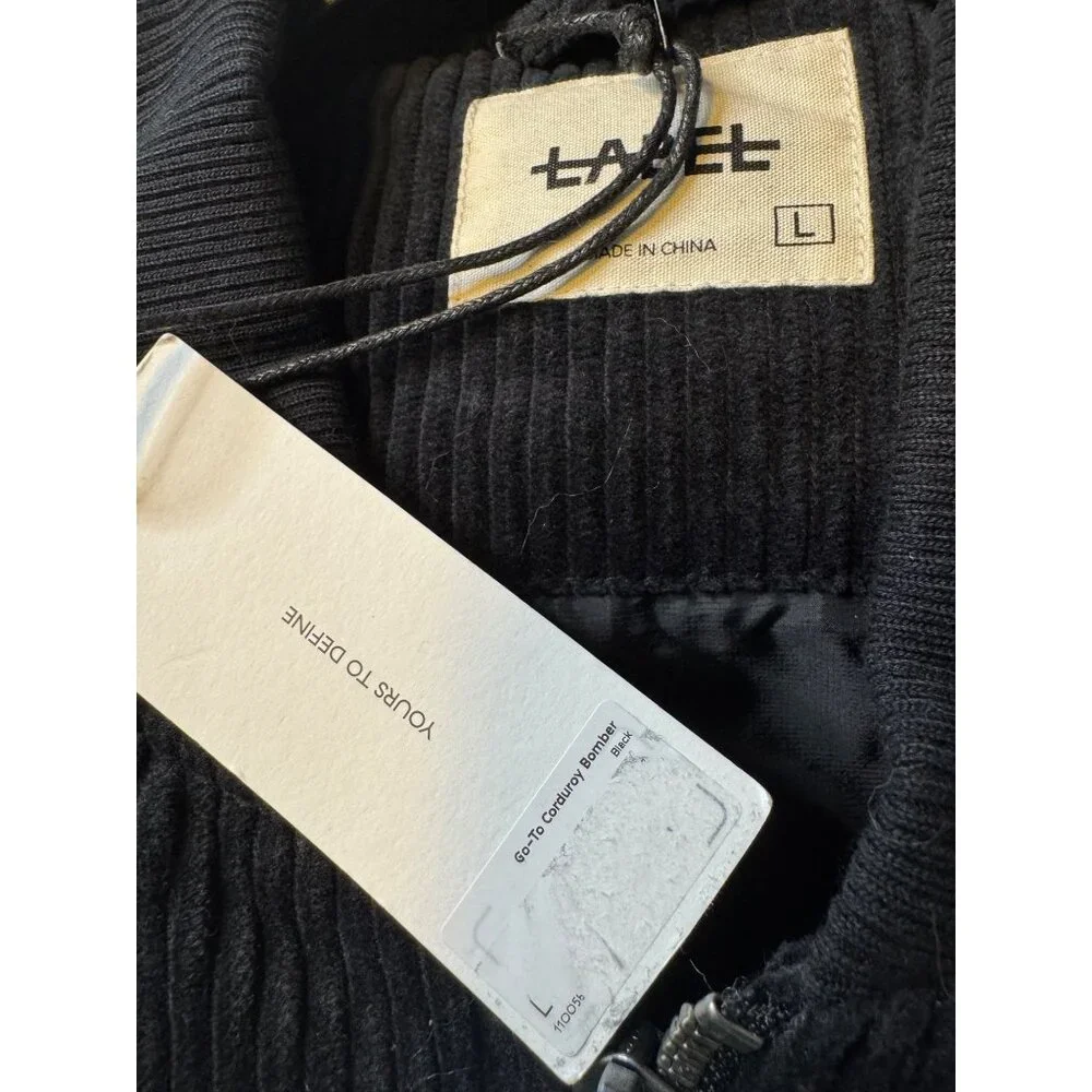 Label Go To Coudroy Size Large Black Jacket NWT Full Zip Bomber